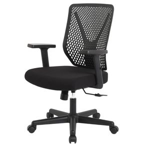 Cadeira de Escritorio NR-17 Seul Fratini Encosto em Polipropileno Preto E Base Rodizio de Nylon